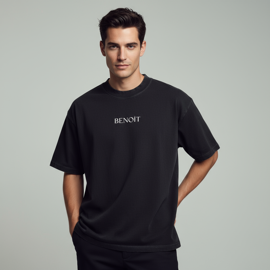 BENOÎT Heavyweight Vintage Washed Frayed T-Shirt