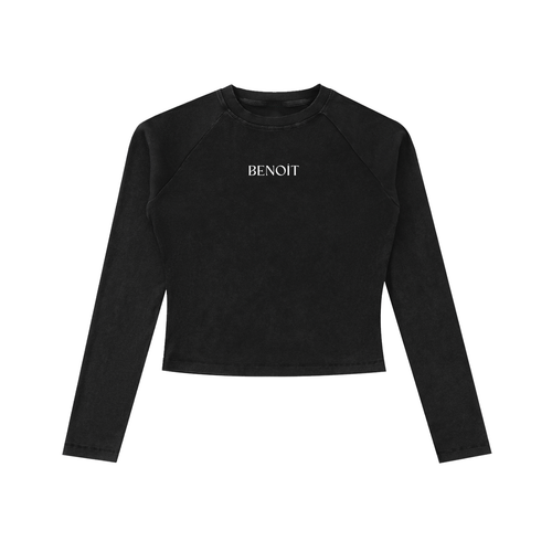 BENOÎT Dyed Washed Raglan Long Sleeve Slim T-Shirt