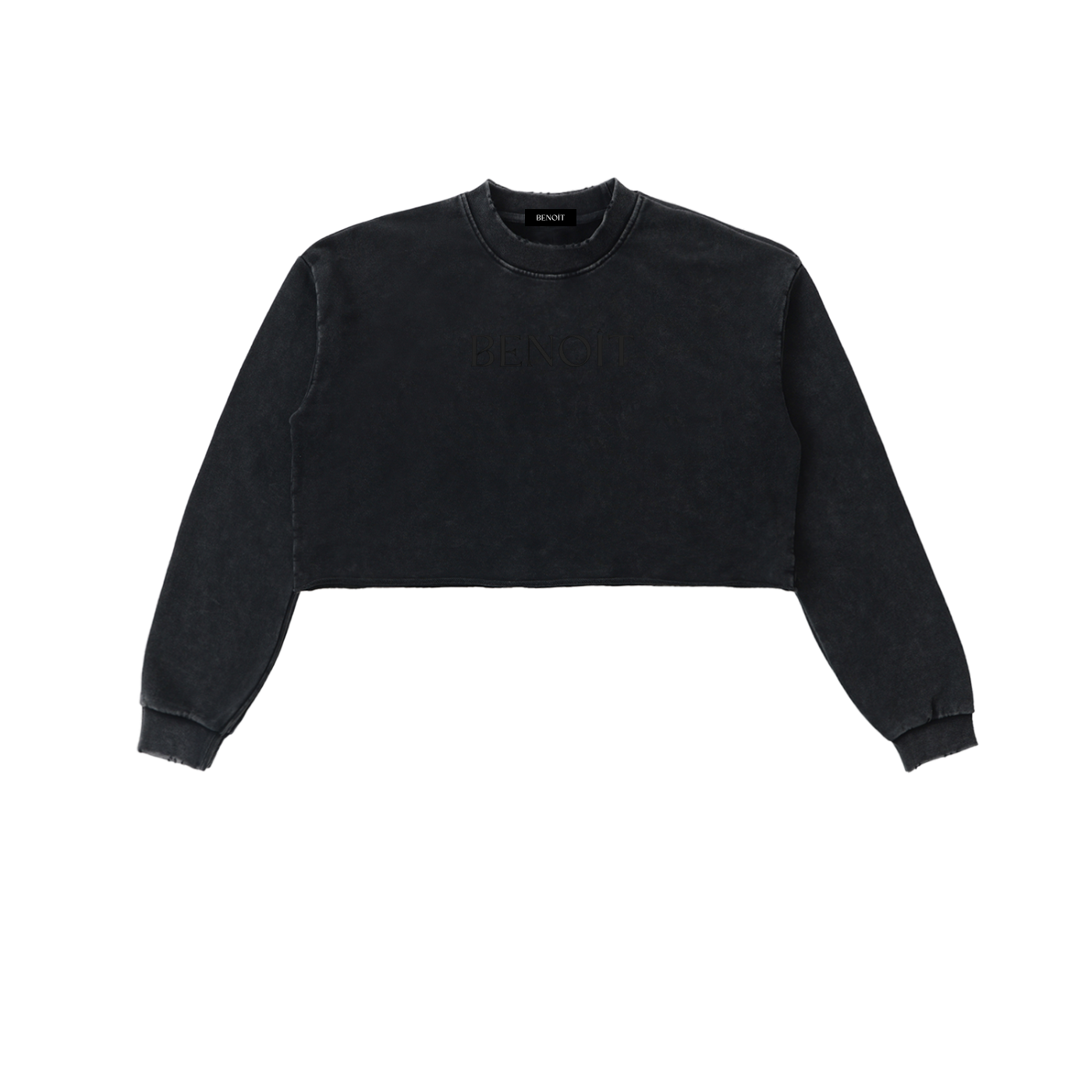 BENOÎT Snow Washed Raw Edge Cropped Sweatshirt