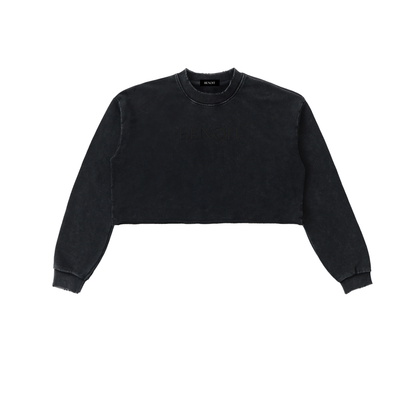 BENOÎT Snow Washed Raw Edge Cropped Sweatshirt