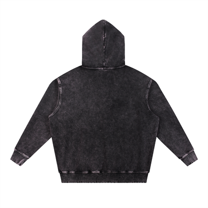 BENOÎT Snow Wash Hand-Frayed Heavyweight  Hoodie