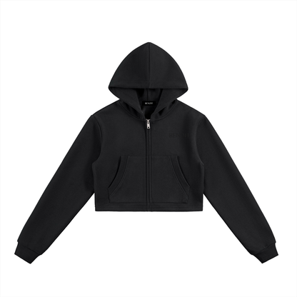 BENOÎT Essential Cropped Zip-Up Hoodie