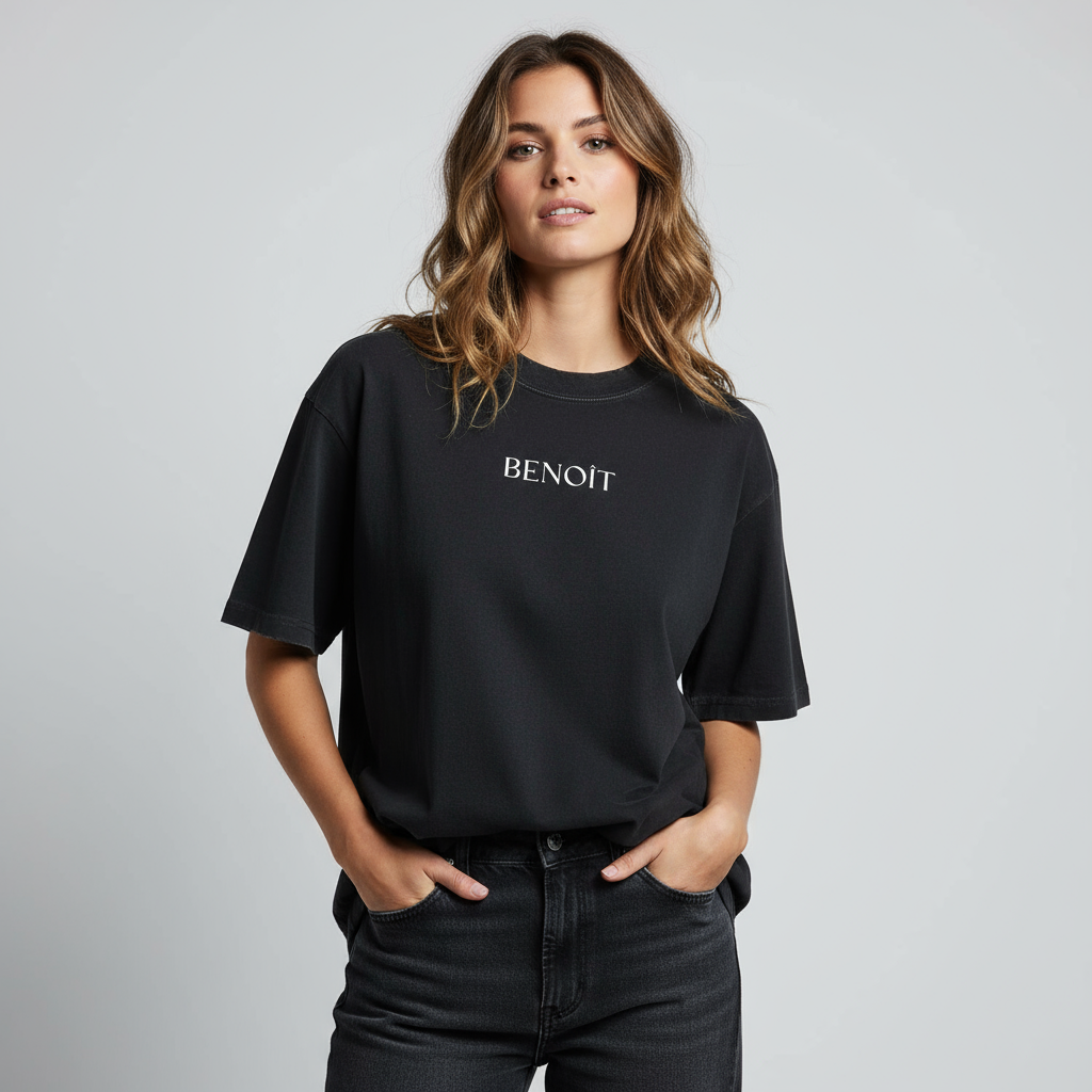 BENOÎT Heavyweight Vintage Washed Frayed T-Shirt