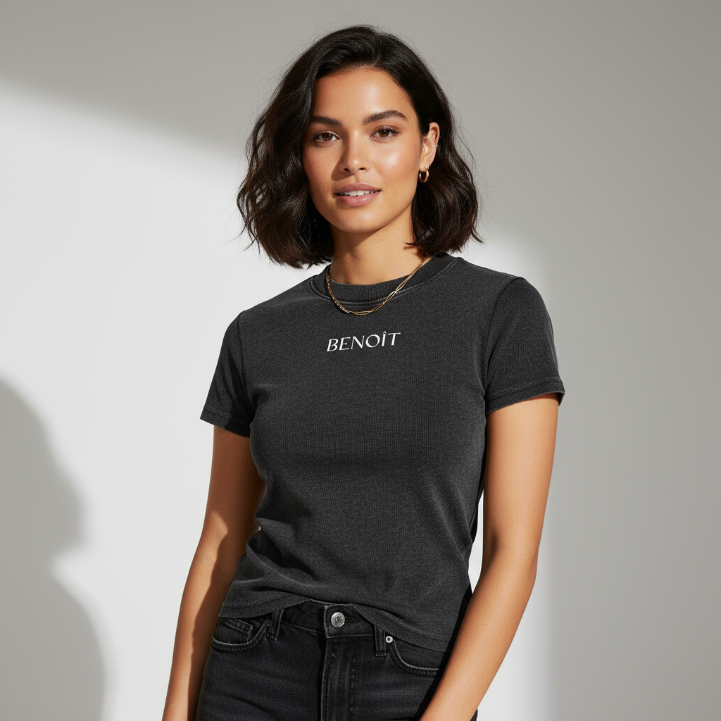 BENOÎT Vintage Washed Bodycon Cotton T-Shirt