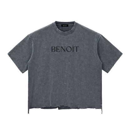 BENOÎT Snow Wash Raw-Hem Boxy T-shirt