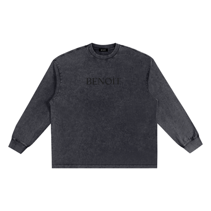 BENOÎT Snow Washed Frayed Edge T-Shirt