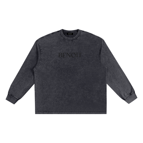 BENOÎT Snow Washed Frayed Edge T-Shirt