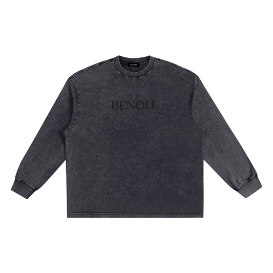 BENOÎT Snow Washed Frayed Edge T-Shirt
