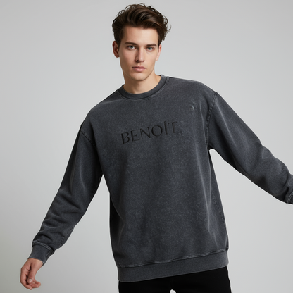 BENOÎT Snow Washed Frayed Edge T-Shirt