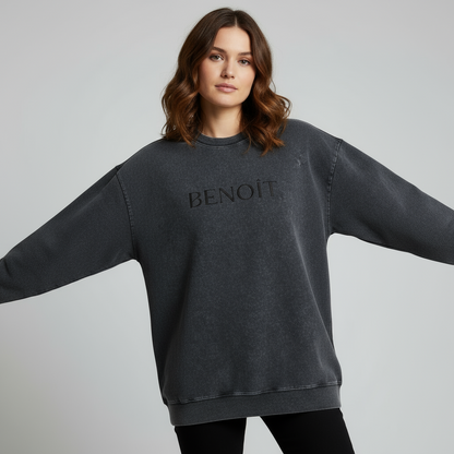 BENOÎT Snow Washed Frayed Edge T-Shirt