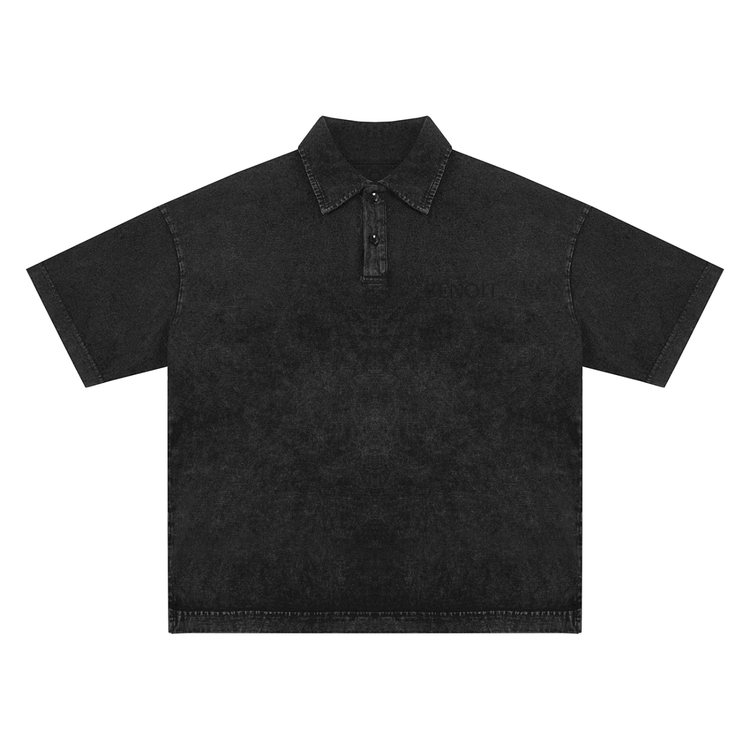 BENOÎT Heavyweight Snow-Washed Polo T-Shirt