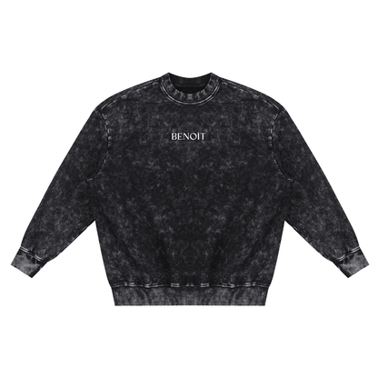 BENOÎT Snow Washed Hand-Frayed Sweatshirt