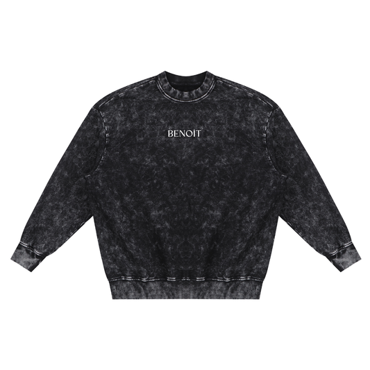BENOÎT Snow Washed Hand-Frayed Sweatshirt