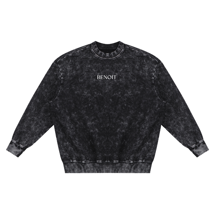 BENOÎT Snow Washed Hand-Frayed Sweatshirt