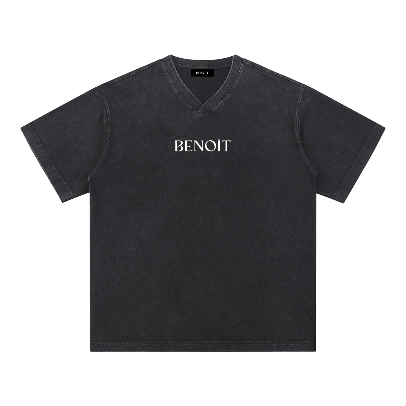 BENOÎT Snow Washed V-Neck Cotton T-Shirt