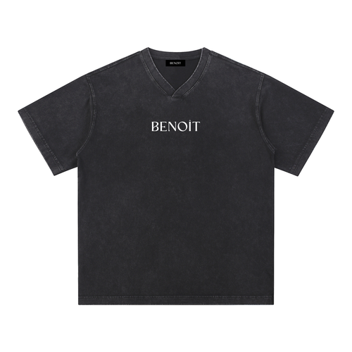 BENOÎT Snow Washed V-Neck Cotton T-Shirt