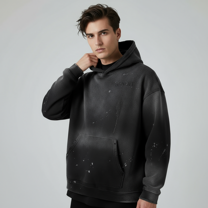 BENOÎT Vintage Washed Frayed Fleece Hoodie