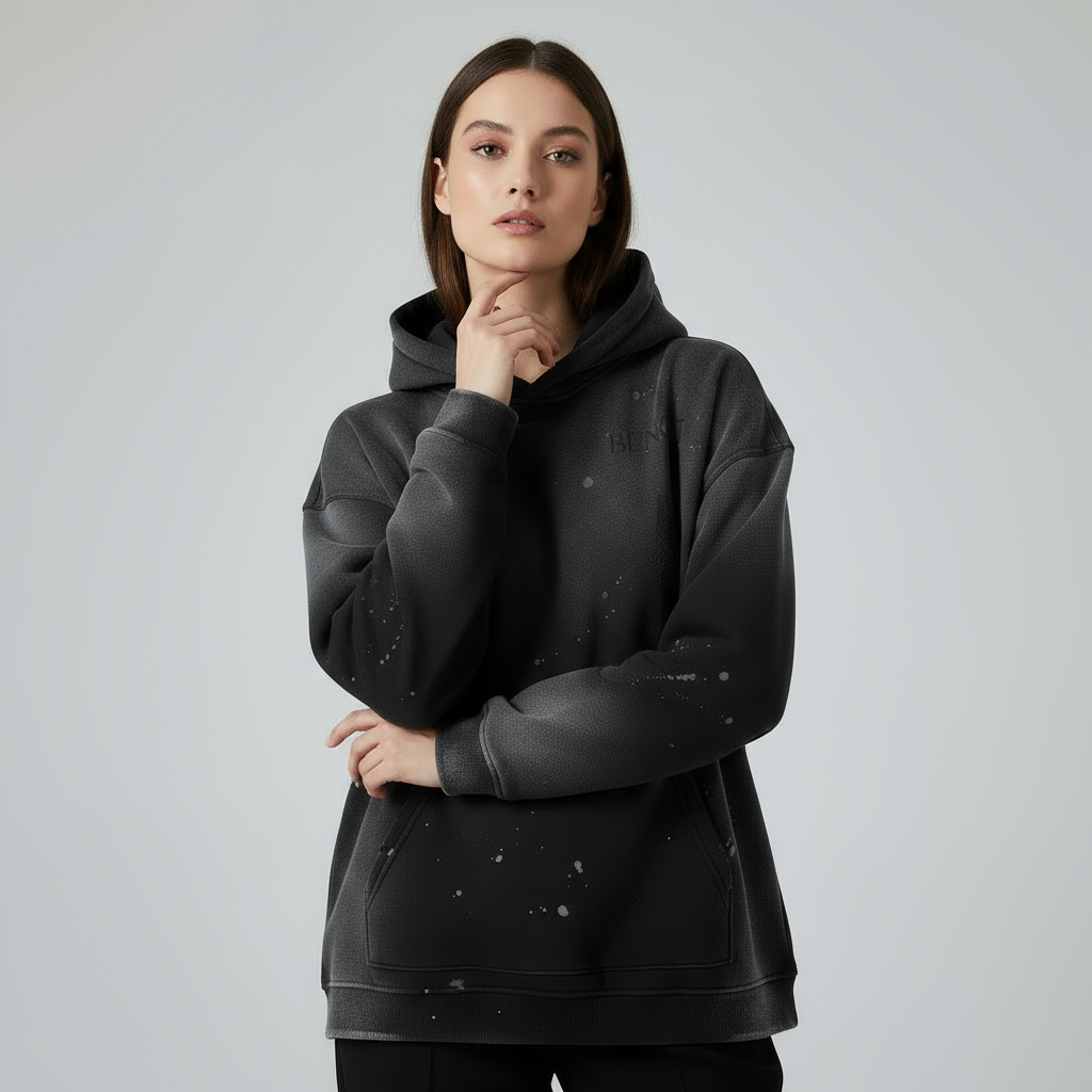 BENOÎT Vintage Washed Frayed Fleece Hoodie