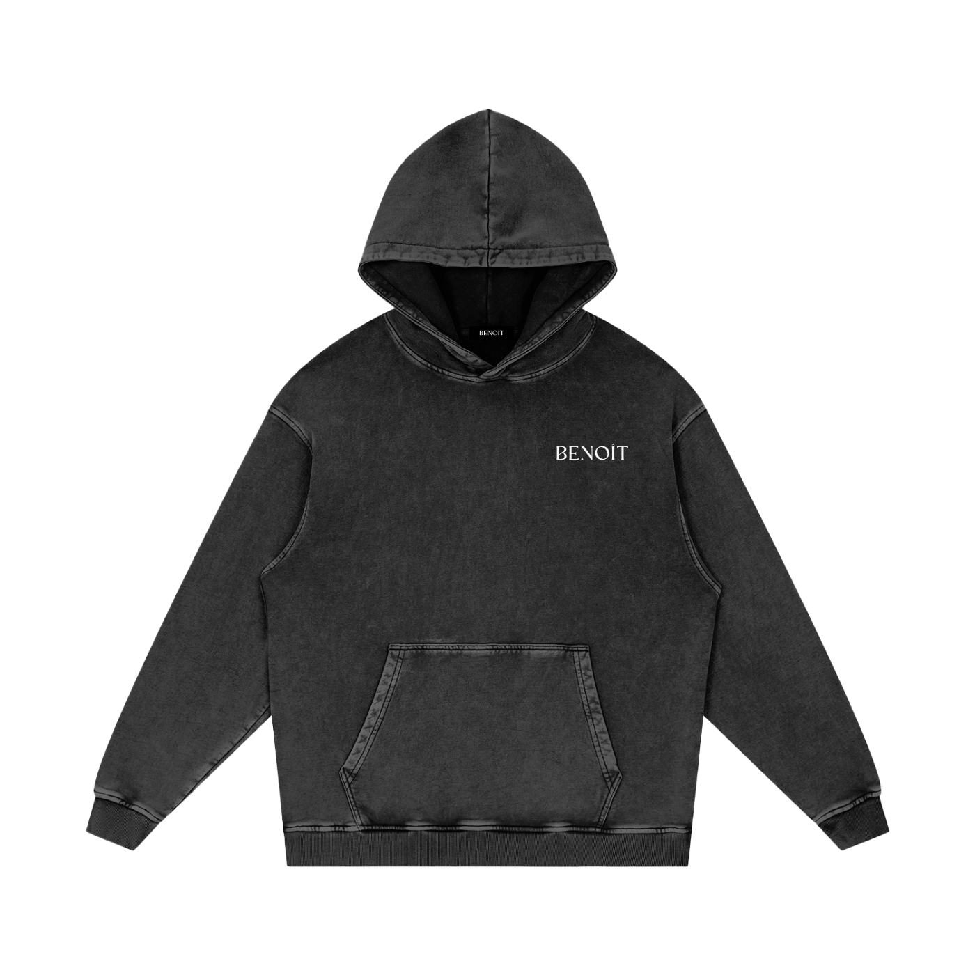 BENOÎT Snow Washed Loose Cotton Hoodie