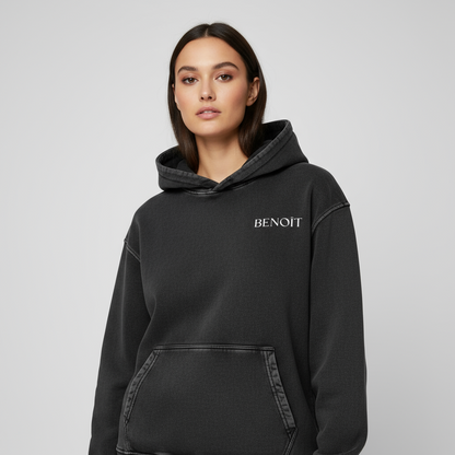 BENOÎT Snow Washed Loose Cotton Hoodie