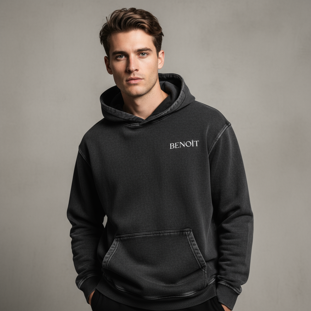 BENOÎT Snow Washed Loose Cotton Hoodie