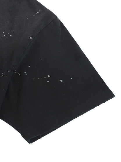 BENOÎT Hand-Frayed Sunfade Paint Splatter T-Shirt