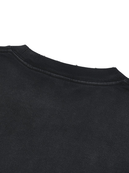 BENOÎT Hand-Frayed Sunfade Paint Splatter T-Shirt