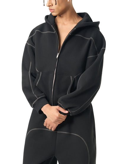 BENOÎT Contrast-Stitched Boxy Fleece Hoodie