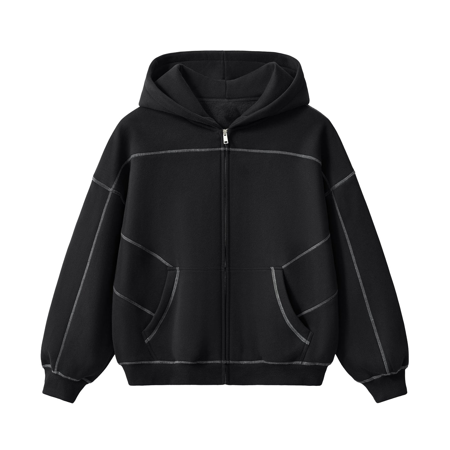BENOÎT Contrast-Stitched Boxy Fleece Hoodie
