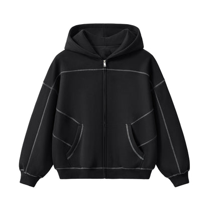 BENOÎT Contrast-Stitched Boxy Fleece Hoodie