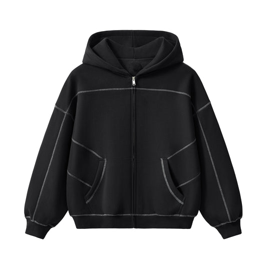 BENOÎT Contrast-Stitched Boxy Fleece Hoodie