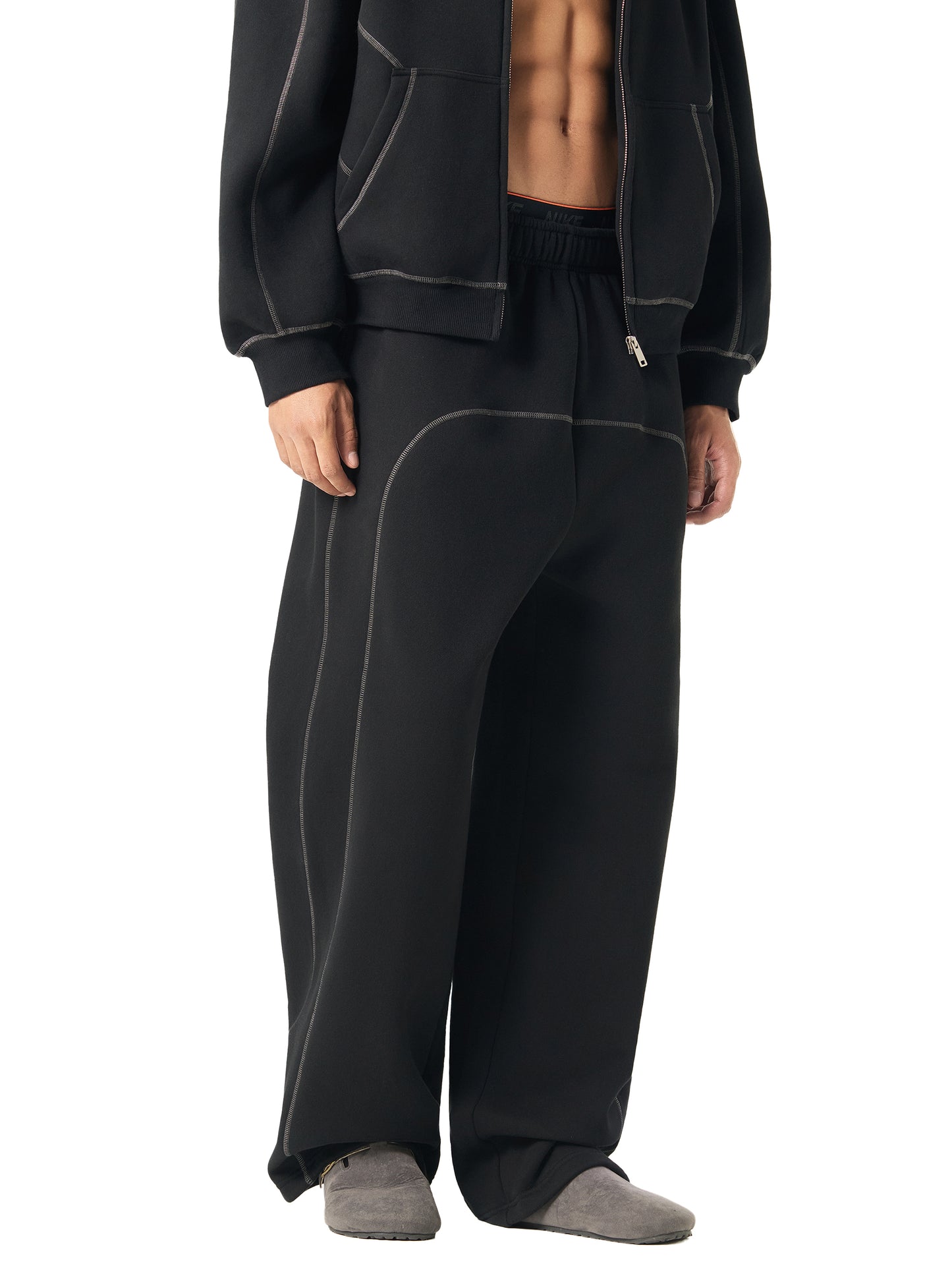 BENOÎT Contrast-Stitched Fleece Sweatpants